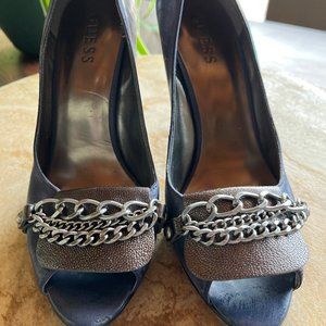Guess Heels Peep Toe, Chain decor Size 5.5